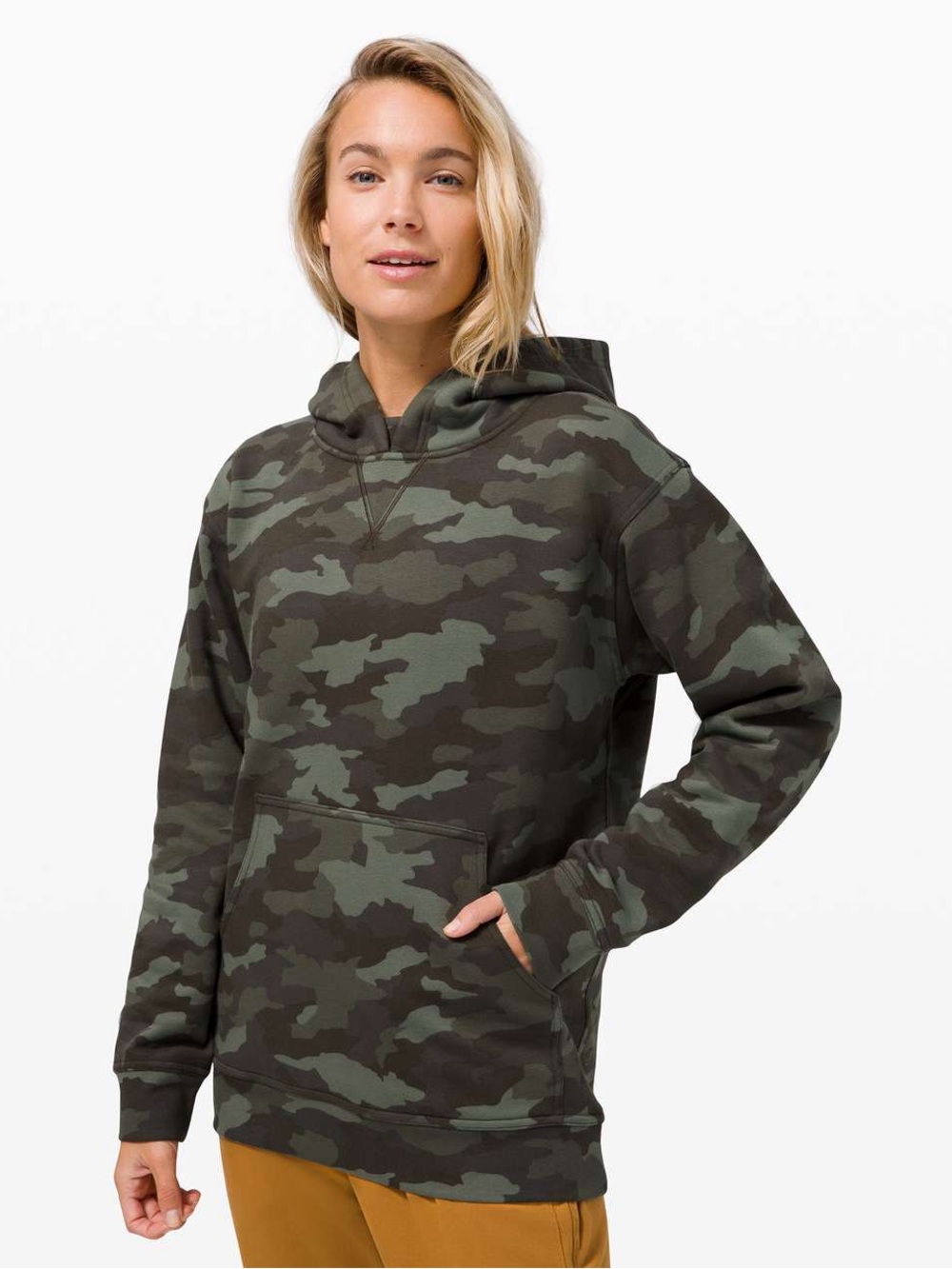 🌿 Lululemon All Yours Hoodie Fleece Heritage 365 Camo Green Twill Multi Size 10